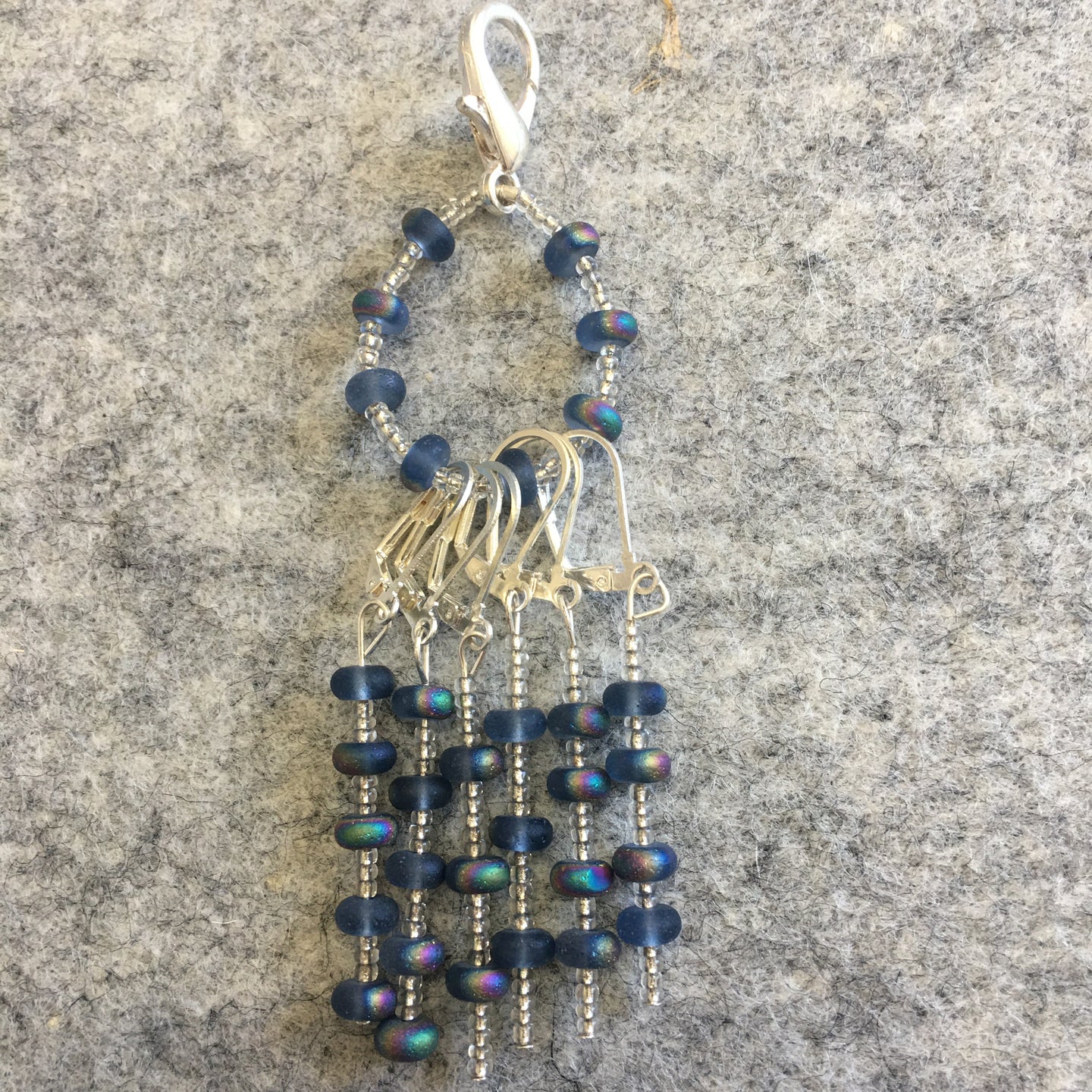 Blue Frost Stitch marker Sets with matching keeper clip