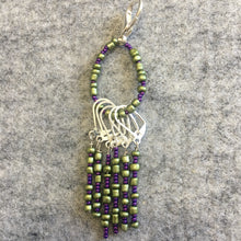 Load image into Gallery viewer, Purple Green Stitch marker Sets with matching keeper clip
