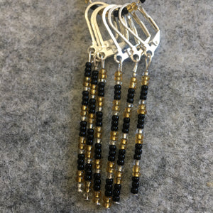 Simple Black Gold Stitch marker Sets with matching keeper clip