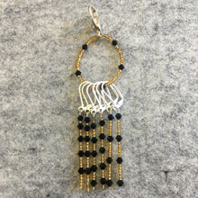 Load image into Gallery viewer, Art Deco Black Gold Stitch marker Sets with matching keeper clip
