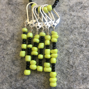 Black and Yellow Stitch marker Sets with matching keeper clip